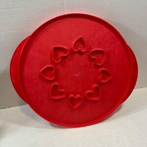 VTG Nordic Ware Pie Top Cutter Reversible Hearts or Lattice Plastic Red 12"